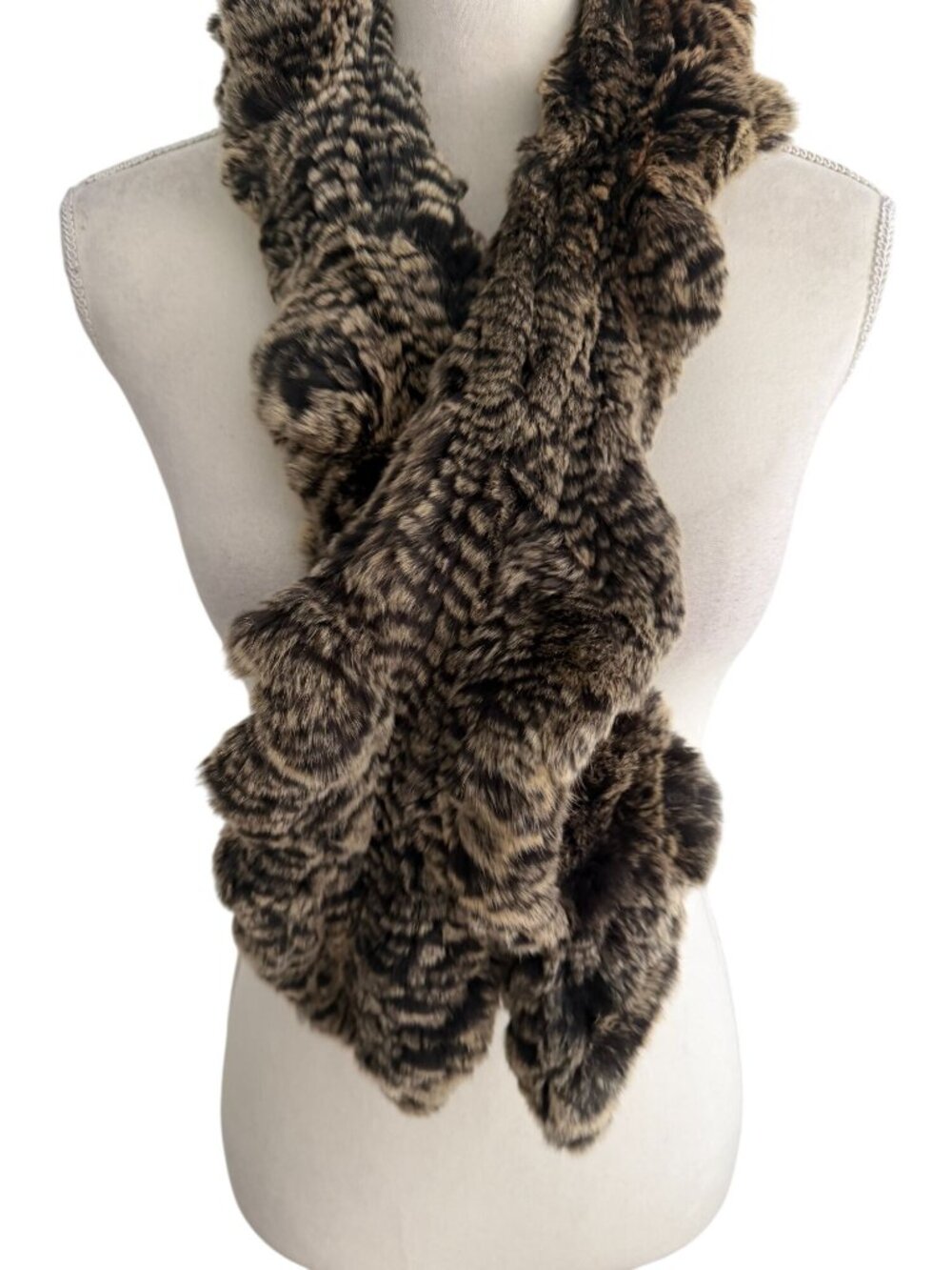 BASLER Dark Brown Rabbit Fur Scarf Womens - Picture 3 of 5